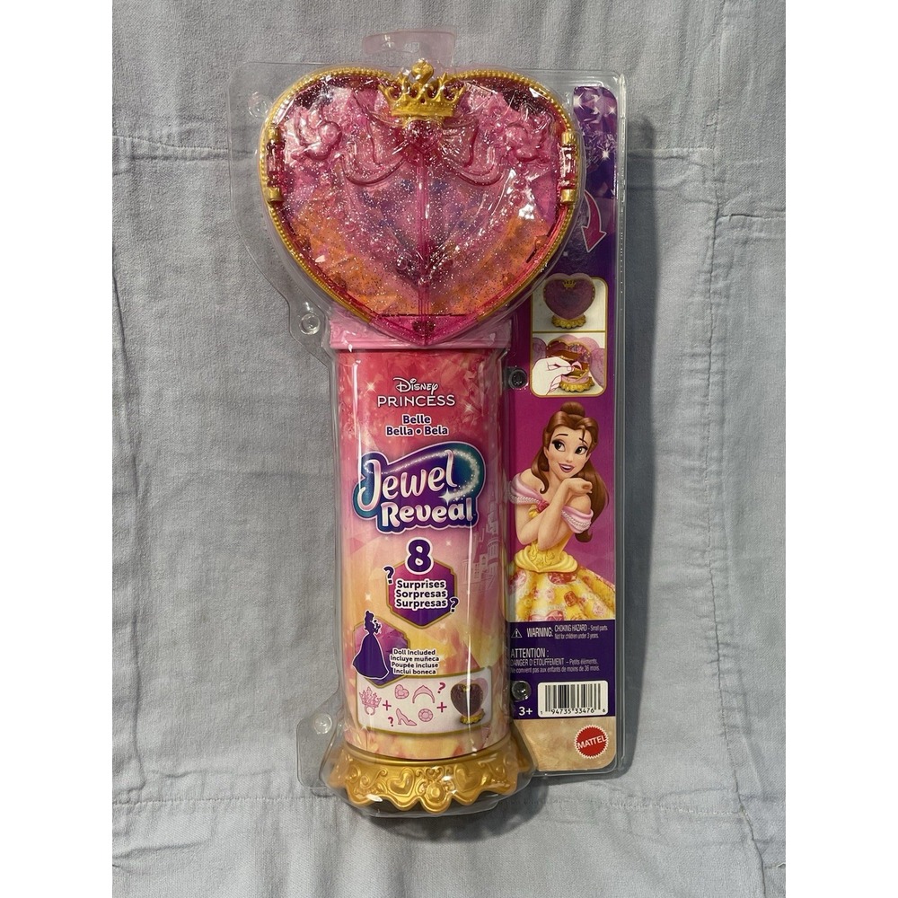NEW Walt Disney Princess Jewel Reveal Belle Fashion Doll 8 Surprises Gem Box Toy